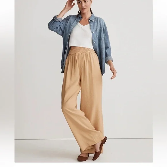 Madewell The Carley Wide Leg Pants in Softdrape Khakis Tan Medium NWT - Picture 11 of 11